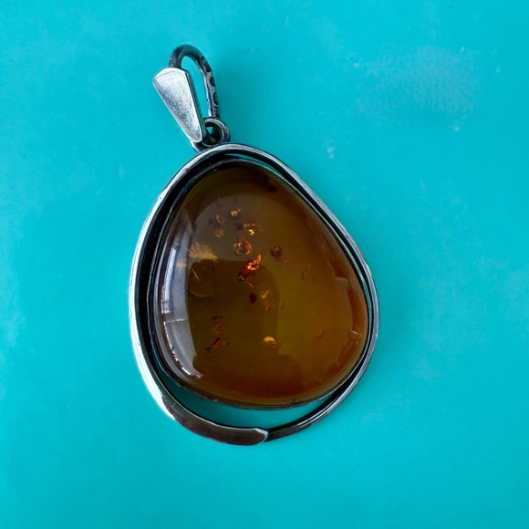 Authentic Baltic Amber Pendant with 925 Silver Frame - Picture 2 of 6